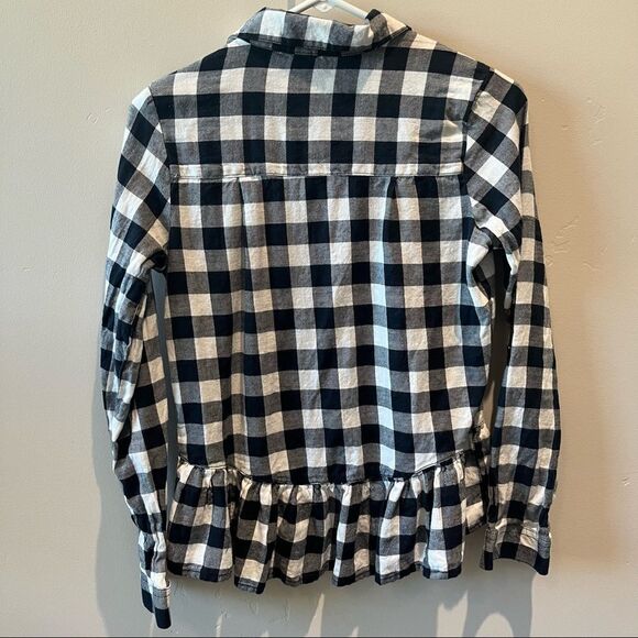 JAPNA Button Down Checkered Top with Ruffle Bottom Size Small - Picture 5 of 5